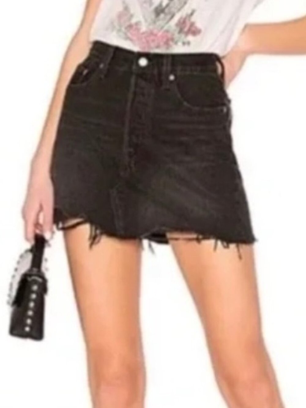 black denim mini skirt